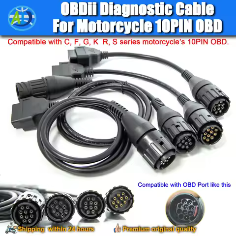 10Pin OBD Adapter For C/F/G/K/R/S Series Motorcycle For ISTA/ICOM-D/MotoScan/GS911/OBDLink 10pin to 