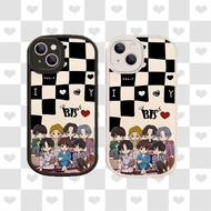 Bts BTS Phone Case Kim Tae Hyung Tian Jungkook Aidou Protective Case Suitable for Apple iPhone 14/13/12/11 Promax 6/7/8 Plus XR Checkerboard