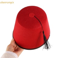 AUGIX Felt Fez Cap, Round Breathable Tarboosh Fez Hat, Universal Ottoman Red Color Moroccan Hat Turk