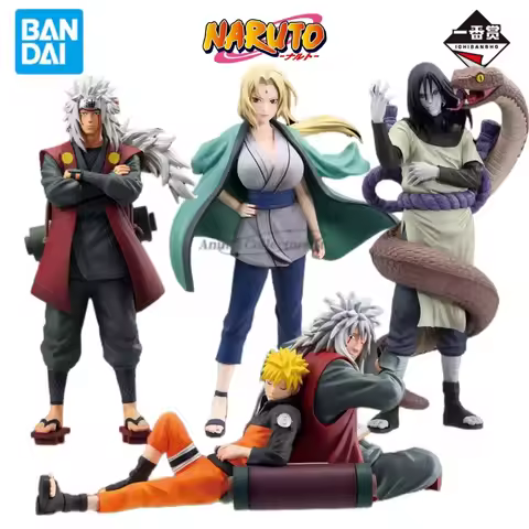 Original Genuine Bandai Naruto Ichiban Kuji Jiraiya Orochimaru Tsunade Uzumaki Naruto Anime Figures 