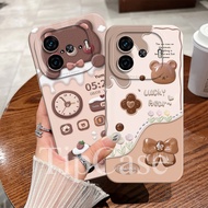 Softcase Vivo Iqoo Z9 - Iqoo Z9 Turbo 5G - Iqoo Z7 - Iqoo Z7x Case Camera Protector Motif Bear Brown