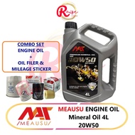 MEAUSU SAE 20W50 4L Engine Oil Mineral / Minyak Hitam 20/50 4L (Mineral) 20-50 20/50 100% MINYAK BAR