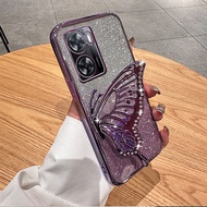 For OPPO A57 4G 2022 / A77 4G / A77s / A77 5G Phone case with diamonds butterfly holder shiny transp