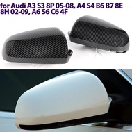 2x Carbon Fiber Look Black Rearview Side Mirror cover Caps for Audi A3 S3 8P 05-08, A4 S4 B6 B7 8E 8