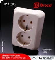 15320 Stop Kontak 2 Lubang BROCO GRACIO IB Inbow Ditanam - 15320