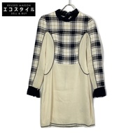 二手 3.1 Phillip Lim 斜紋軟呢長袖連身裙，絲綢襯裡，撞色點綴。