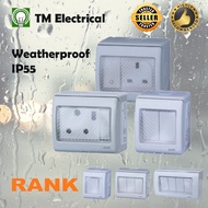 RANK Weatherproof IP55 Waterproof switch plug socket switch cover 13A / 15A / 2 WAY / outdoor Penutu