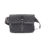 【二手】Gucci GUCCI 腰包/斜背包 GG帆布 92543 黑色帆布皮革腰包 女士二手 B