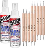 E6000 Fabri-Fuse Fabric Adhesive Glue 2-Pack (4oz) with Pixiss Wooden Handle Styluses (10pcs) - Rhin