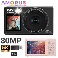 Digital Camera CCD Dual Screen Portable Digital Camera with18X Zoom 5K Vlogging Camera 80MP CCD Self
