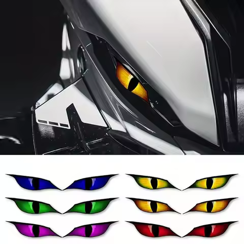 1 Pair 2D Flat Waterproof Demon Eyes Stickers for Motorcycle Headlight, Fuel Tank, Side Panel & Elec