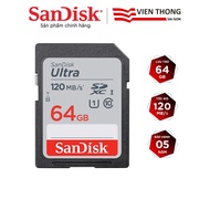 Sandisk Ultra 64GB upto 120MB/s UHS-I SDXC memory card (specialized for cameras) - Official distribu