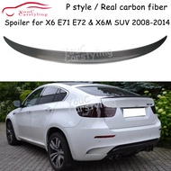 E71 P Style Carbon Fiber Rear Spoiler Wing For BMW X6 Series E71 Trunk Boot Spoiler 2008 - 2014