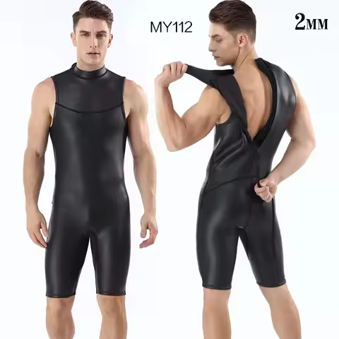Mens Triathlon Wetsuit 2mm Neoprene Short Sleeveless One Piece Smoothskin wetsuit Ultra Elastic Divi