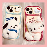 Suitable for IPhone 11 12 Pro Max X XR XS Max SE 7 Plus 8 Plus IPhone 13 Pro Max IPhone 14 15 Pro Max Phone Case Flurry Toy Accessories Kitty Cat White Dog Interesting Cute