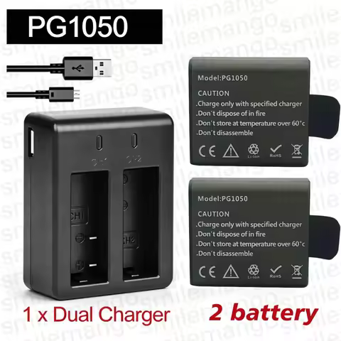1050mAH PG1050 Battery + Dual Charger For EKEN H9 H9R H3R H8R H8PRO H8 For SJCAM SJ4000 SJ 4000 SJ50