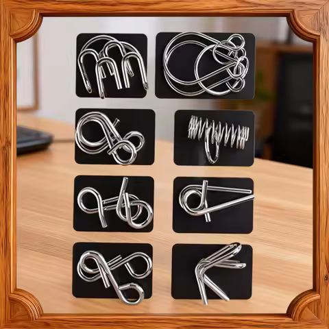 8Pcs/Set Metal Montessori Puzzle Wire IQ Mind Brain Teaser Puzzles Adults Interactive Game Reliever 