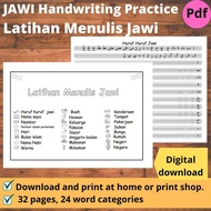 JAWI Handwriting practice worksheet latihan menulis huruf perkataan JAWI pdf file