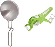 BLUE WONDER Aluminium Silver Tadka Pan Combo Plastic 2 in 1 Multipurpose Bhindi Cutter | Kitchen Acc