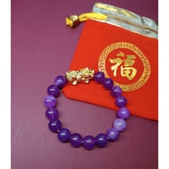Amethyst Piyao Bracelet Amethyst Bracelet with 14k Gold Piyao Bracelet 14k Gold Pixiu Bracelet Ameth