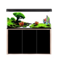 4ft Feet Full Set 120cm Aquarium Akuarium Ikan Premium Decoration 中小型鱼缸水族箱大型客厅家用懒人免换水生态超白玻璃金鱼缸带柜 (Fi