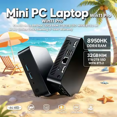 Mini PC Laptop Win11 Pro Core i9-8950HK 32GB RAM 1TB/2TB SSD WiFi6 BT5.2 4K HD Office & Gaming 3-Yea