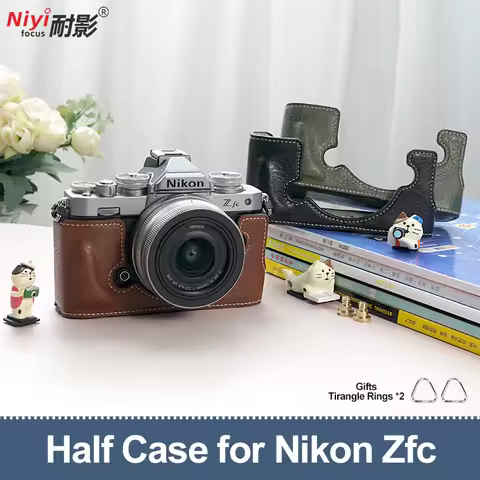 Camera Half Case for Nikon Zfc Camera with Shoulder Strap Neck Strap Hand Strap Buffalo Texture Bott