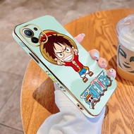 For Xiaomi Mi 11 Lite NE 5G 11T Pro Luxury Plating TPU Softcase Cartoon OnePiece Luffy Back Cover Shockproof Phone Casing