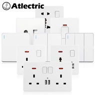 Atlectric Light Switch Wall Socket 20A 45A Air Conditioner Water Heater Power Switch White Plastic Frame Double Socket