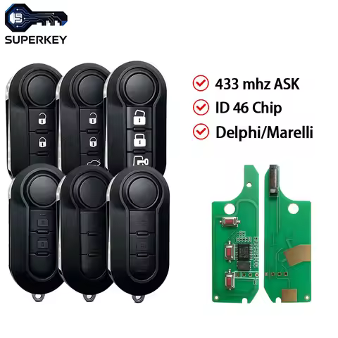 SUPERKEY For Fiat 500 500L Grande Punto Doblo Bravo Ducato Qub Flip Folding Remote Car Key FOB ID46 