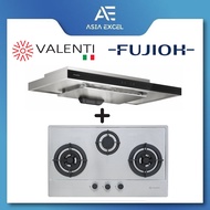 FUJIOH FR-MS1990R 90CM SLIMLINE HOOD + VALENTI VC830S 3 BURNER STAINLESS STEEL GAS HOB