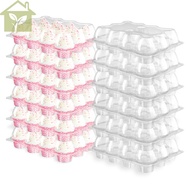 12Pcs Cupcake Containers 12 Holes Clear Plastic Cupcake Holders with Detachable Lid Stackable Cupcak
