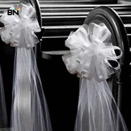 [BN] Church Wedding Pew Bows With Long Tulle Tails Chair Aisle Decor Wedding Car Decoration For Chur
