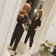 Suit Korean Version Jumpsuit Casual Half-Sleeve Jumpsuit Student 2024 Slimmer Look High Waist Women Jumpsuit Slim-