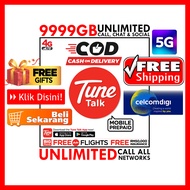 FREE Tunetalk Sim Card Unlimited Internet Data Call Hotspot Simkad Prepaid Celcom Digi USB 4G WiFi Modem Router