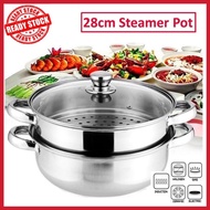 🔥READY STOCK🔥Pengukus Steamer Cookware Pot Periuk Kukus Steam Pot 2 Layer High Quality Stainless Ste