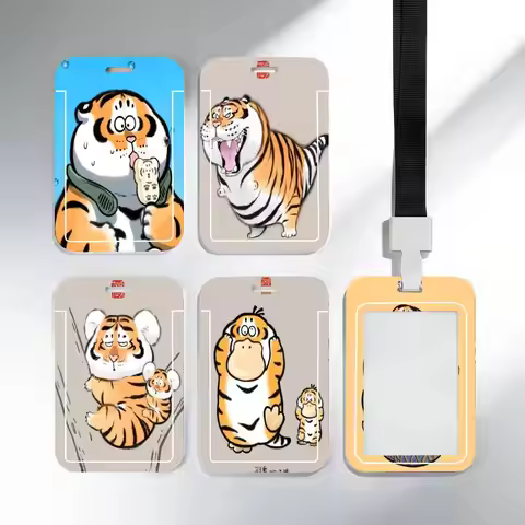 Fat Tiger ID Card Holder Neck Strap Pendant Door Badge Holder Lanyards Keychain Work Credential