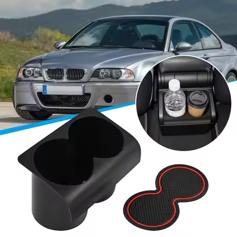 Car Rear Ashtray Silicone Dual Cup Holder Insert Center Console For BMW E46 Sedan Coupe Touring Wago