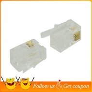 RJ9 4P4C Plug phone Jack Connector 50 pieces, Transparent