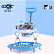 Space Baby SB-317 Baby Walker - Kursi Roda Belajar Jalan - Kursi makan Bayi + Tongkat Dan Alas Kaki