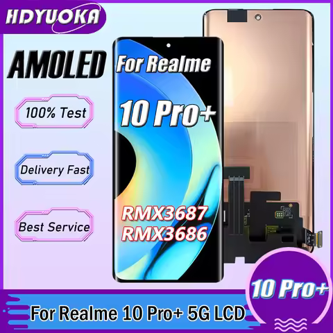 6.7" AMOLED For Realme 10 Pro+ 5G LCD RMX3687 Display Touch Screen Digitizer Assembly For Realme 10 