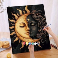 Unframed 40*50cm DIY Digital Oil Painting: Sun And Moon, Illuminate Creative Life, Depict A Colorful