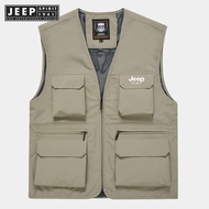 jeep spirit 1941 estd Mens Outdoor Spring Summer Mesh Vest Mens Multi-pockets Tactical Waistcoat Mou