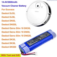 Cameron Sino 2600mAh Vacuum Cleaner Baery for Ecovacs Deebot DJ35, Deebot DJ36, Deebot DK35, Deebot DK36, DK520, DN520,