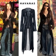 havanas me • Shipped From Thailand Black Long Dress With Bell Sleeves Very Sexy Front Tie Or Match W