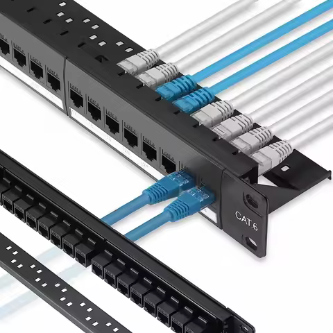 ZoeRax Patch Panel 24 Port Cat6 Cat6a Cat7 with Inline Keystone 10G, RJ45 Coupler Patch Panel 19-Inc