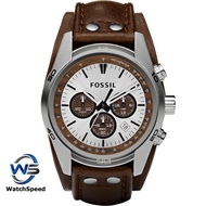 Fossil CH2565 Brown Tan Chronograph Genuine Leather Strap White Dial Men's Watch