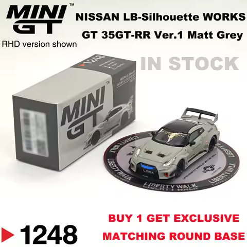 MINIGT 1248 1:64 LB‑Silhouette WORKS GT 35GT‑RR Ver.1 Matt Grey MGT01248 Collectible Model Vehicles 