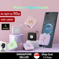 (SG) ALON 50g Pocket Power bank 2000/5000 mAh Mini Powerbank with L / Type C USB Cable and Lanyard!