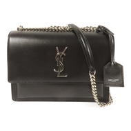 SAINT LAURENT 牛皮皮革Sunset Medium銀扣鏈帶肩背袋